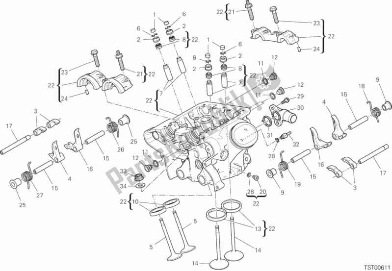 Tutte le parti per il Testata Verticale del Ducati Multistrada 1260 S Pikes Peak USA 2019